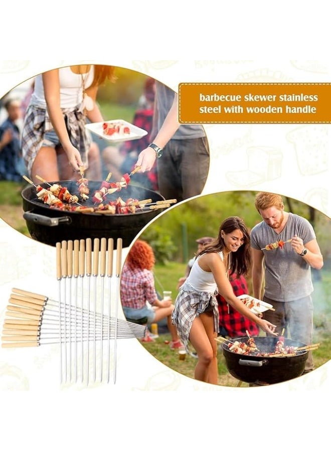 24Pcs Barbecue Skewer Stainless Steel Needles Sticker With Wooden Handle Outdoor Grill Accessories - Image 3